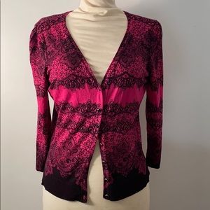 Pink and Black cardigan.